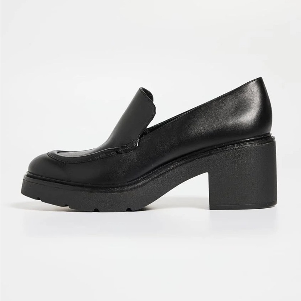 Vince Black Chunky Heel Loafers